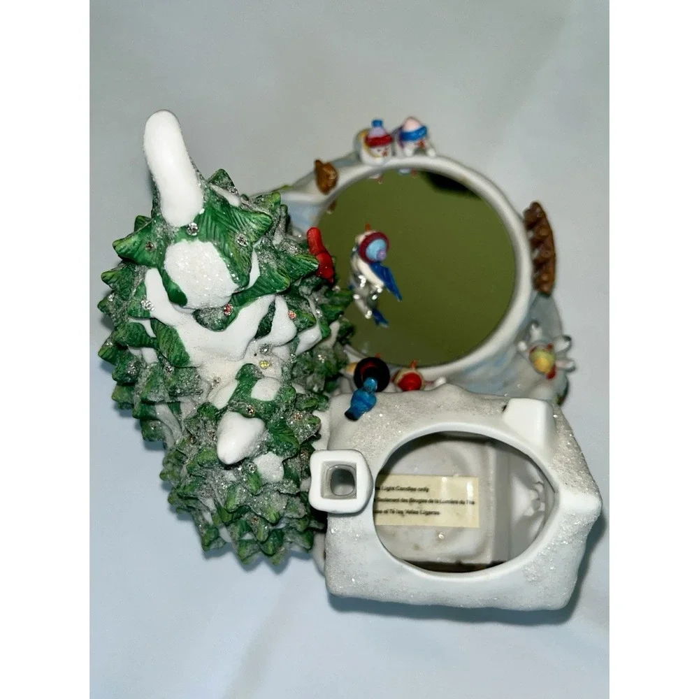 Home Interiors Musical Lighted Winter Scene Skating Snowman Figurine Works Great